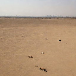 The vast fields surrounding the Pharaoh's cityscape bear a grim sight: lifeless bodies of livestock lie scattered under the relentless sun, victims of the searing drought that has seized the land.