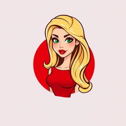 A mini cartoon logo design featuring a beautiful young woman in her early 20s, embodying a femme fatale aura