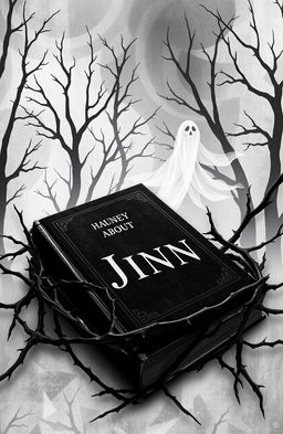 A mysterious book about jinn, designed in a dark yet intriguing way