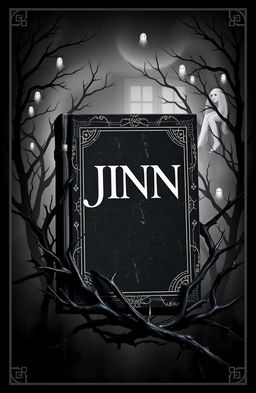 A mysterious book about jinn, designed in a dark yet intriguing way