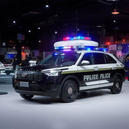 State-of-the-art police vehicles equipped with the latest technological advancements, showcasing sleek design, advanced safety features and superior speed capabilities.