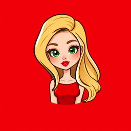 A cute mini cartoon logo design featuring a beautiful young woman in her early 20s, embodying a femme fatale charm
