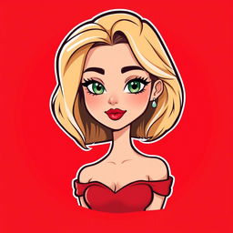 A mini cute cartoon logo design featuring a beautiful young woman in her early 20s, exuding a femme fatale charm