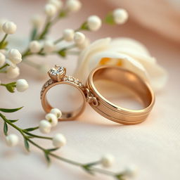A stunning close-up image of wedding rings symbolizing love and commitment, intricately designed with elegant engravings