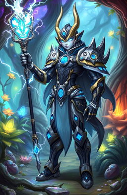 A fantastical character known as Empologoma Etalya-mudo, blending elements of technology and magic