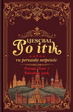 A beautiful, vintage-style book cover for a collection of Russian poetry titled 'Русская поэзия в зеркале времени: Поэмы Том 1 Золотой век'