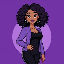 A mini cute cartoon logo design featuring a beautiful young mixed woman in her early 20s, characterized by her curvy body type and curly dark hair