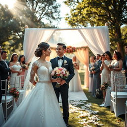 A beautiful and enchanting wedding scene capturing the essence of love and celebration