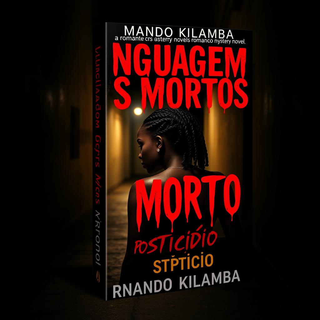 A striking book cover design for a romance mystery novel titled "Linguagem dos Mortos" (stylized in a blood-like font) with the subtitle "Prosticídio" by the author Armando Kilamba