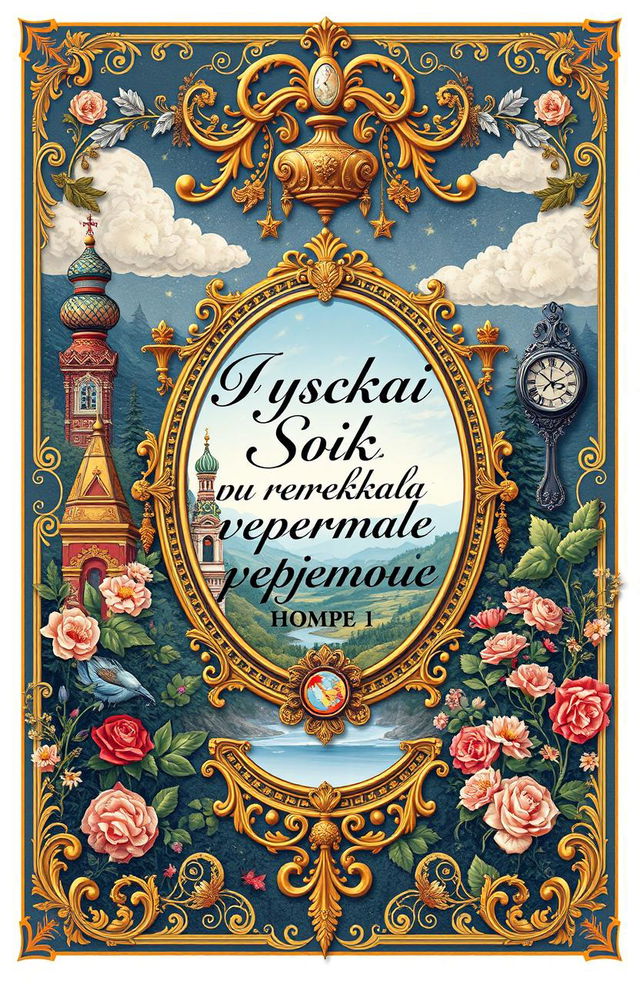 A beautifully illustrated cover for a poetry book titled 'Русская поэзия в зеркале времени: Поэмы Том 1 Золотой век'