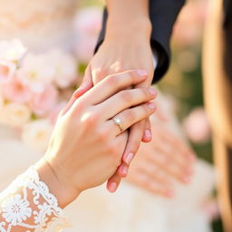A close-up shot of two hands holding each other tightly, symbolizing love and connection
