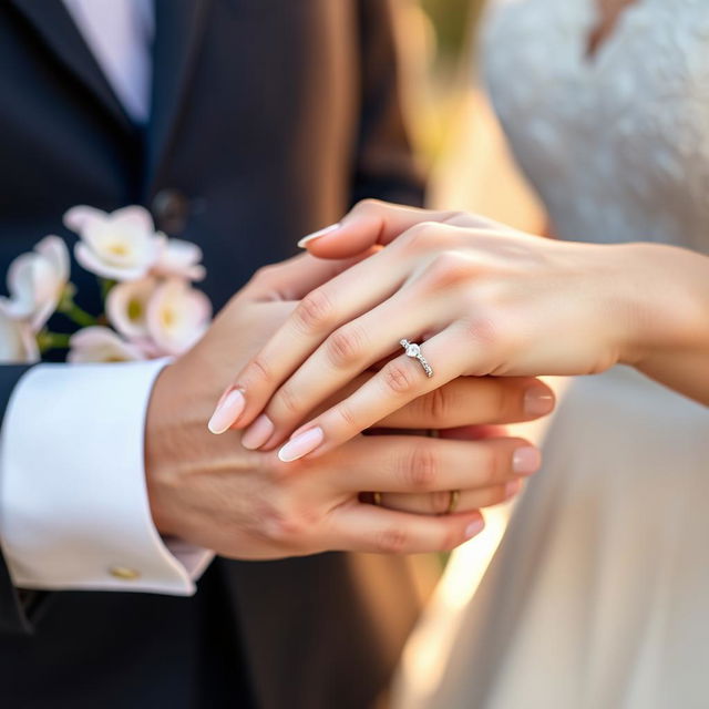 A close-up shot of two hands holding each other tightly, symbolizing love and connection