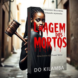 A striking book cover design for a romance mystery novel titled "Linguagem dos Mortos" (styled in a dramatic blood-like font) with the subtitle "Prosticídio" by the author Armando Kilamba