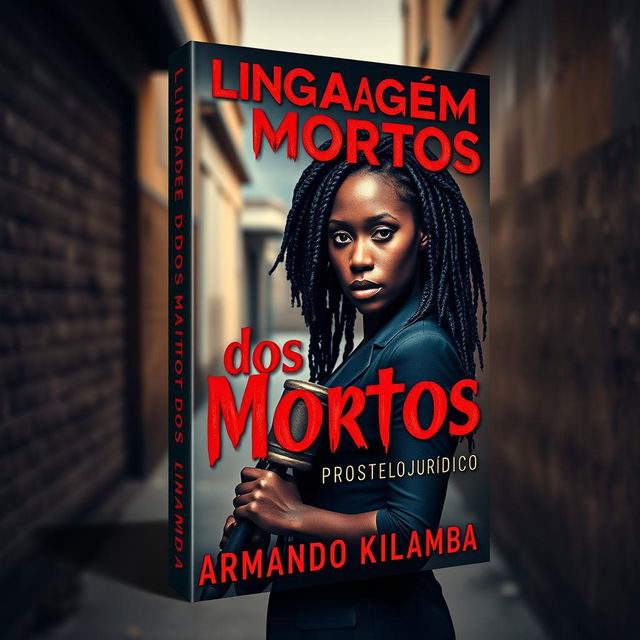 A striking book cover design for a romance mystery novel titled "Linguagem dos Mortos" (styled in a dramatic blood-like font) with the subtitle "Prosticídio" by the author Armando Kilamba