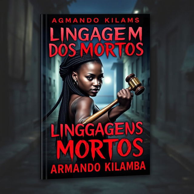 An eye-catching book cover design for a romance mystery novel titled "Linguagem dos Mortos" (stylized with a blood-like font) featuring the subtitle "Prosticídio" by author Armando Kilamba