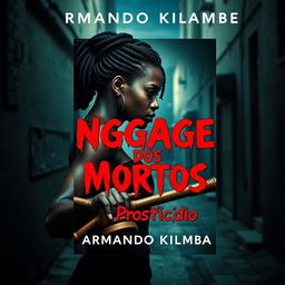 An eye-catching book cover design for a romance mystery novel titled "Linguagem dos Mortos" (stylized with a blood-like font) featuring the subtitle "Prosticídio" by author Armando Kilamba