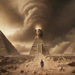 Answering the Pharaoh's defiance, divine wrath takes form of a furious cyclone. It sweeps across ancient Egypt, tormenting the Pharaoh and his followers, a powerful testament to the consequences of arrogance.