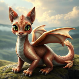 A realistic-looking dragon that incorporates features of a housecat