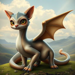 A realistic-looking dragon that incorporates features of a housecat