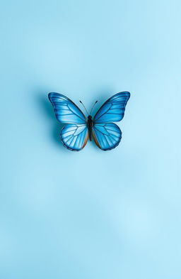 A stunning blue pastel background featuring a single blue butterfly elegantly positioned at the center