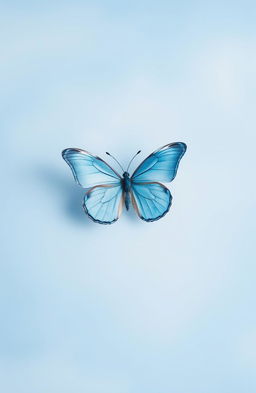 A stunning blue pastel background featuring a single blue butterfly elegantly positioned at the center