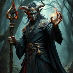 A captivating full-body representation of a mage elf with beautiful black skin, showcasing a powerful and mystical presence