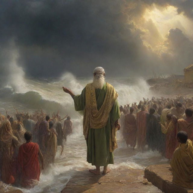 In the wake of the terrible storm, Prophet Moses seeks the Pharaoh's followers, preaching his divine message of peace, truth, and submission to Allah amidst the devastation left behind by the cyclone.