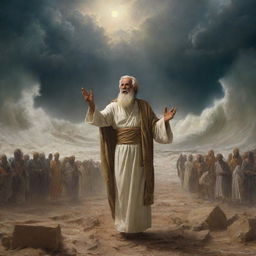 In the wake of the terrible storm, Prophet Moses seeks the Pharaoh's followers, preaching his divine message of peace, truth, and submission to Allah amidst the devastation left behind by the cyclone.