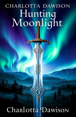 A captivating book cover for a fantasy novel titled 'Hunting Moonlight' by Charlotta Dawson