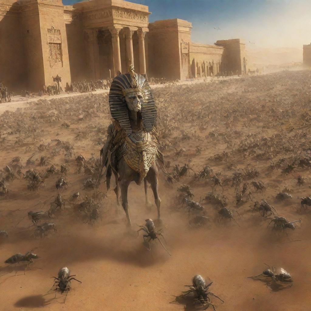 As part of the divine retribution, Allah releases a plague of lice. Panic bursts forth as the Pharaoh's followers scatter in terror, their pristine palace and cities overrun with these tiny pests.