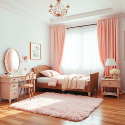 A cozy bedroom featuring a single bed with a brown headboard, elegantly designed