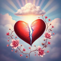 A poignant and artistic depiction of a broken heart intertwined with themes of love