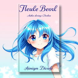 A stunning book cover design featuring a blue-haired anime girl, beautifully illustrated in vibrant digital art