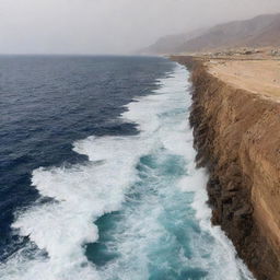 A moment of divine intervention: the previously tranquil waters of the Red Sea cleave apart with a thunderous roar, high walls of water held at bay, revealing a miraculously dry pathway in the midst of the sea.