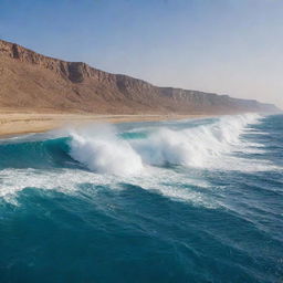 Following a divine command, the Red Sea parts spectacularly into two, creating towering walls of unyielding water, held at bay as if by invisible hands, allowing a dry path to emerge in the midst.