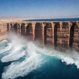 Following a divine command, the Red Sea parts spectacularly into two, creating towering walls of unyielding water, held at bay as if by invisible hands, allowing a dry path to emerge in the midst.