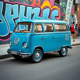 A classic square-shaped VW Parati, representing the nostalgic vibe of vintage cars, enhanced with distinctive features inspired by the Manzotti style
