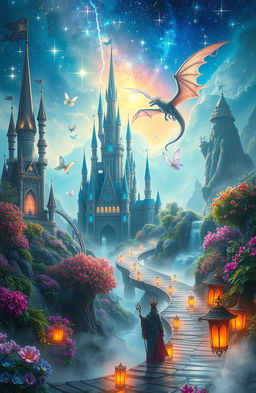 A mystical and enchanting kingdom, known as the Kingdom of Unique Magic, filled with vibrant colors and magical creatures