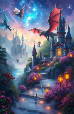 A mystical and enchanting kingdom, known as the Kingdom of Unique Magic, filled with vibrant colors and magical creatures