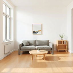 A minimalistic room featuring a clean and bright aesthetic