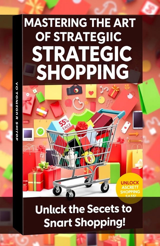 An eye-catching e-book cover for a book titled 'Mastering the Art of Strategic Shopping'