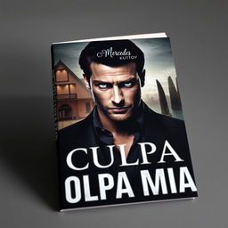 A captivating book cover for 'CULPA MIA' by Mercedes, featuring a dramatic photograph that symbolizes a tumultuous love story