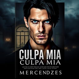 A captivating book cover for 'CULPA MIA' by Mercedes, featuring a dramatic photograph that symbolizes a tumultuous love story