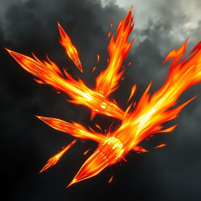 A set of dynamic, stylized bullet flame bolts shooting through a dark, smoky background