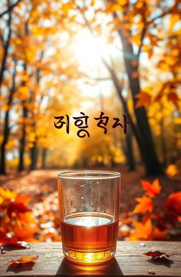 A book cover for 'شراب قيقب' featuring a beautiful autumn backdrop
