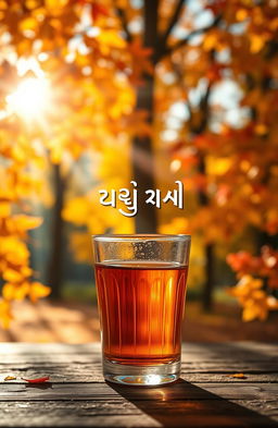 A book cover for 'شراب قيقب' featuring a beautiful autumn backdrop