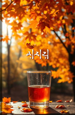 A book cover for 'شراب قيقب' featuring a beautiful autumn backdrop