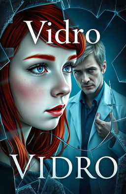 A visually striking book cover for 'Vidro', symbolizing fragility and the tension between characters