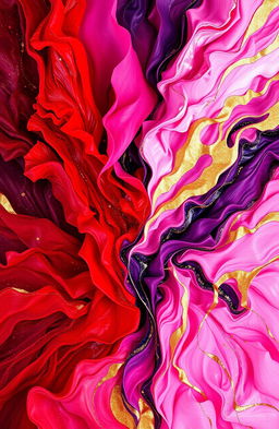 An artistic representation of the concept 'Desire Dynamics: LUST-LOVE EVERYTHING IN BETWEEN!' featuring a vivid and colorful abstract composition that merges elements of desire, passion, and romance