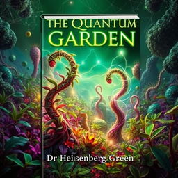 A captivating book cover design for 'The Quantum Garden' by Dr